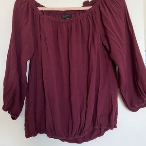 ♥️ Women’s Off-The-Shoulder Puff Sleeve Maroon Top